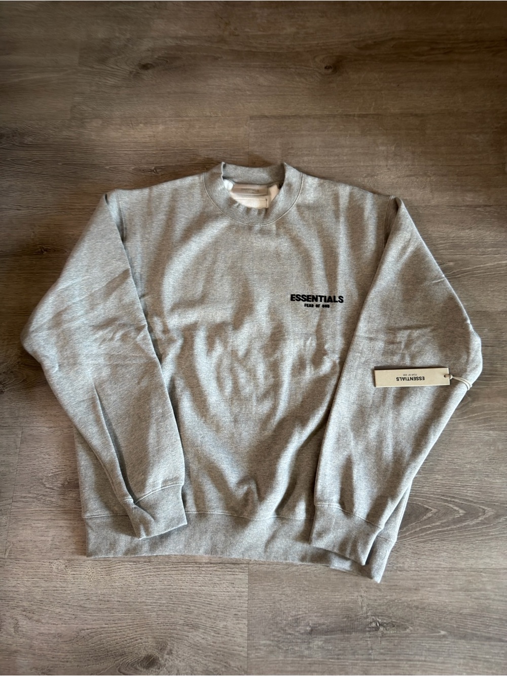 ESSENTIALS Men's Dark Oatmeal Crewneck Sweatshirt with Chest Logo